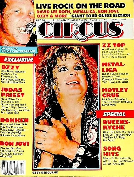 Ozzy Osbourne Circus Magazine Vintage Cover Image. Circus is the legendary rock magazine. Gerald Rothberg is owner-founder editor-publisher. Established 1966